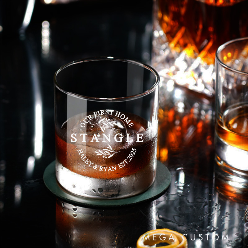 Personalized Our First Home Whiskey Glass with Name Engraved Wedding Housewarming Gift for Groom 300 ML Wine Glass New Home Moving House Gift