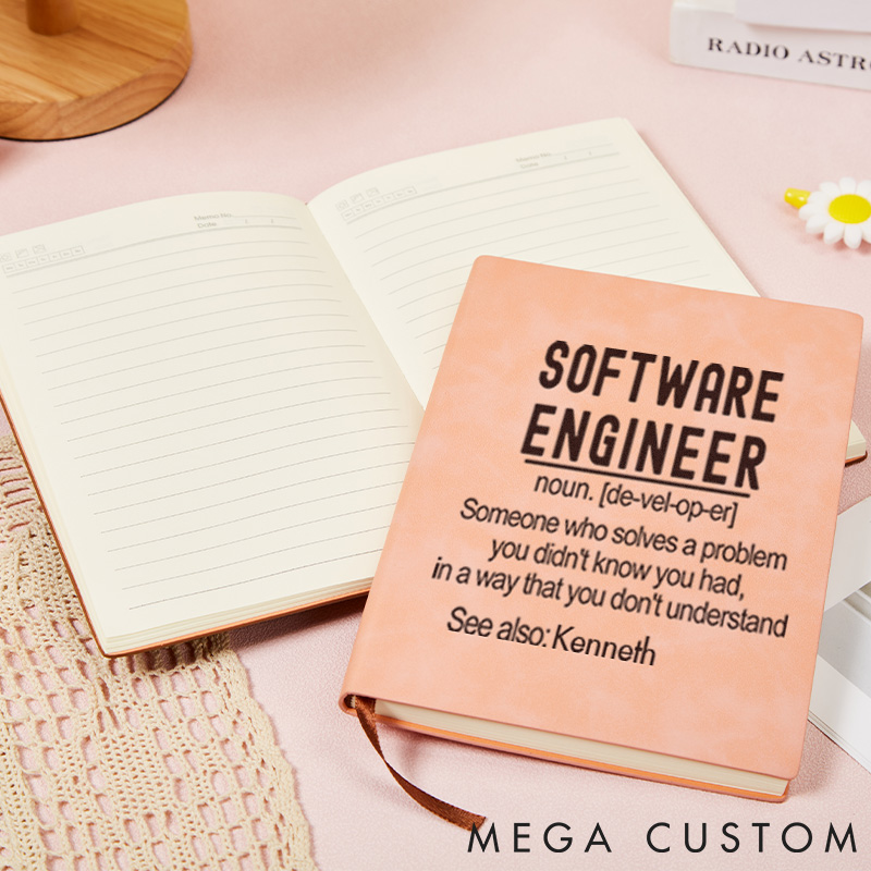 Personalized Engineer Programmer Leather Notebook Computer Technology Lovers Journal Gift for Geek Nerd