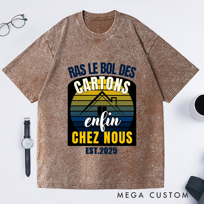 Personalized Ras Le Bol Des Cartons T-Shirt Retro Sunset French Housewarming Custom Moving Joyful Gift