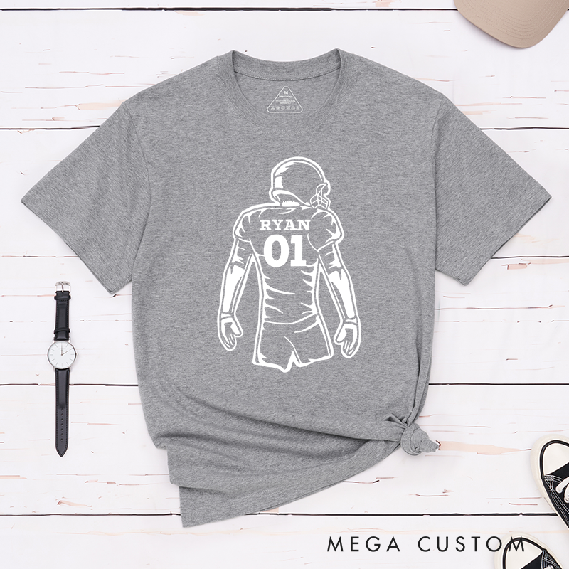 [Copy]Personalized American Football T-Shirt with Custom Favorite Team Name and Number-Football Season Tee