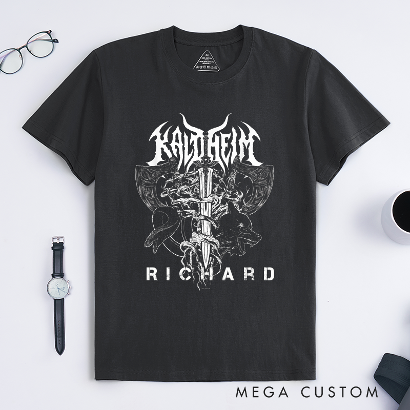 Personalized Viking Norse Mythology Animal Sword Battle Axes Classic T-Shirts Custom Name Gift for Men Women Unique Mythical Warrior Tee for Him Her