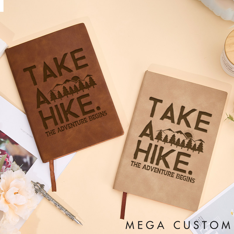 Personalized Take A Hike Leather Notebook The Adventure Awaits Journal Gift Traveling Hiking Outdoor Lovers 