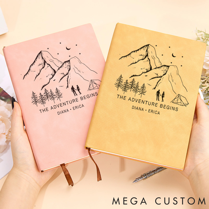 Personalized Take Me To The Mountains Leather Notebook Outdoor Traveling Hiking Journal Gift for Nature