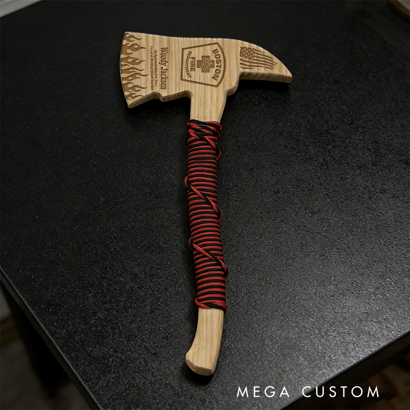 Personalized Firefighter Wooden Axe Custom Engraved Gift for Appreciation and Remembrance