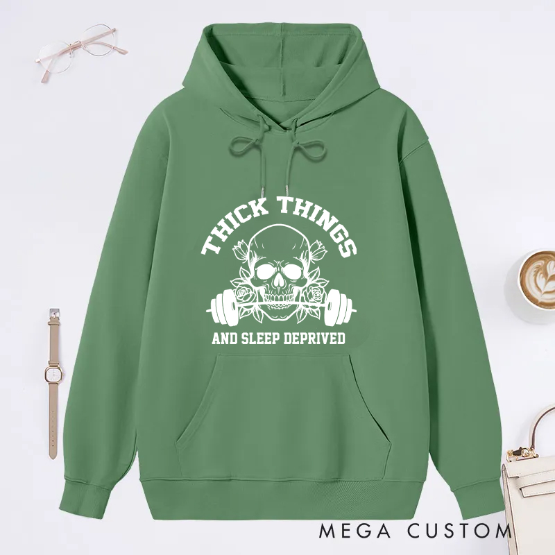 Personalized Gym Lover for Her Flowers Skeleton with Barbells Classic Hoodies