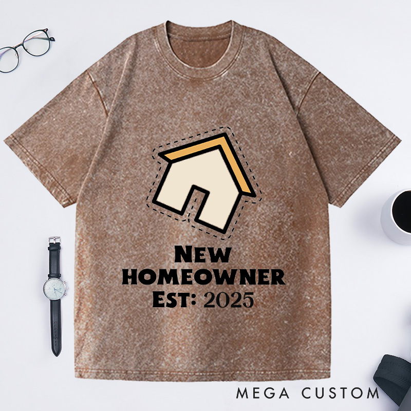 Personalized New Homeowner T-Shirt Housewarming Custom Dotted House Celebration Gift