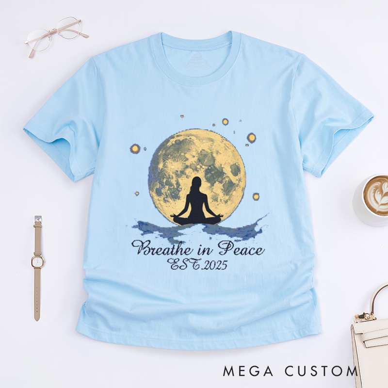 Personalized Yoga Moon T-Shirt Celestial Female Silhouette Tee Meditation T-Shirt Yoga Lover Gift Yoga Cosmic T-shirt