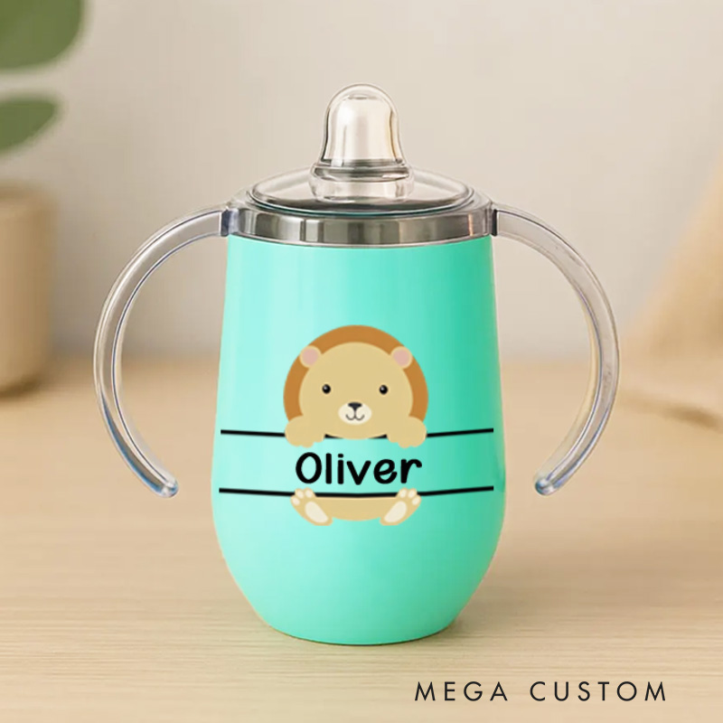 Personalised Sippy Cup with Animal Baby Training Cup Baby Birthday Gif Baby Boy or Girl Gift