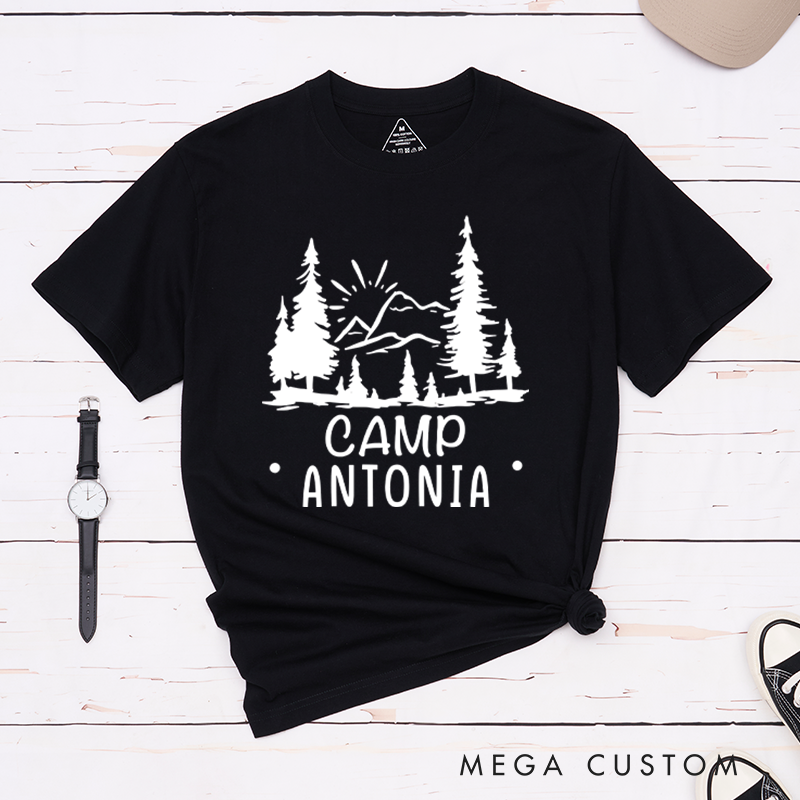 Personalized Simple Camping Summer T-Shirt Hiking Outdoors Nature Lovers Gift