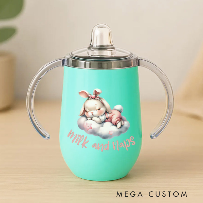 Personalised Milk and Naps Sippy Cup Baby Training Cup Baby Birthday Gif Baby Boy or Girl Gift