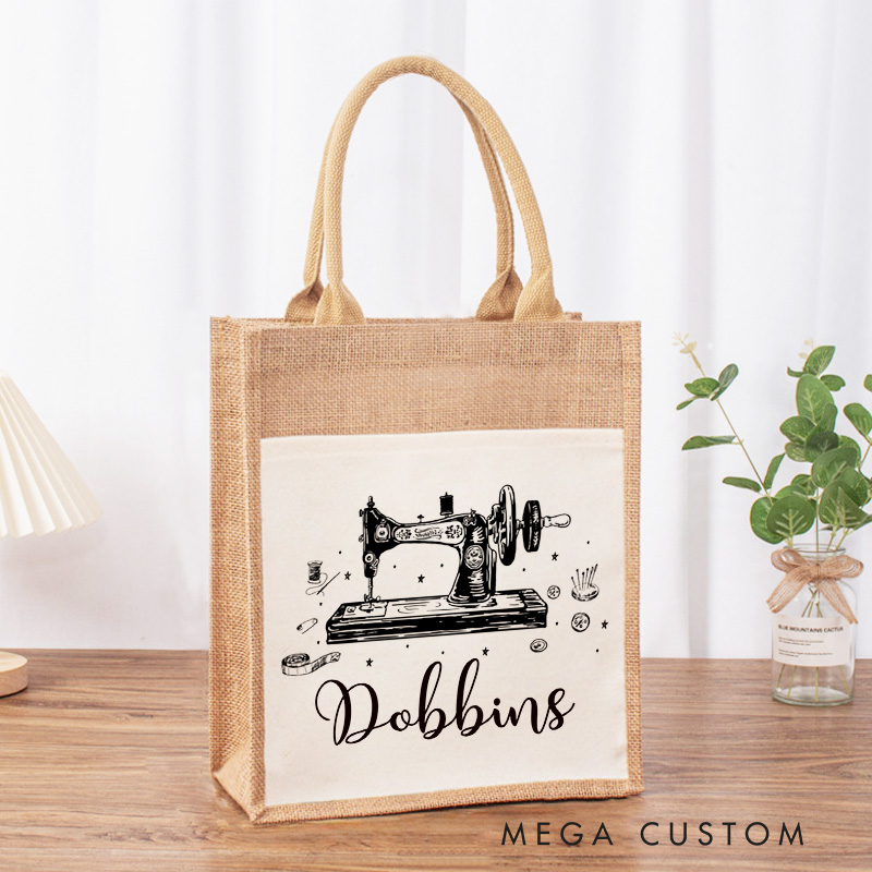 Personalized Sewciopath Tote Bag Sewing Machine Burlap Bag Sewing Lover Tee Bag Sewing Lovers Gift Quilting Gift
