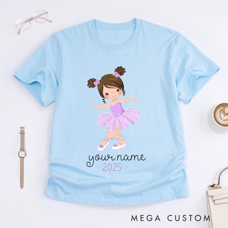 Personalized Girl Ballet T-Shirt Custom Name Gift for Girls Dance Lovers Unique Women Tee Customized Present