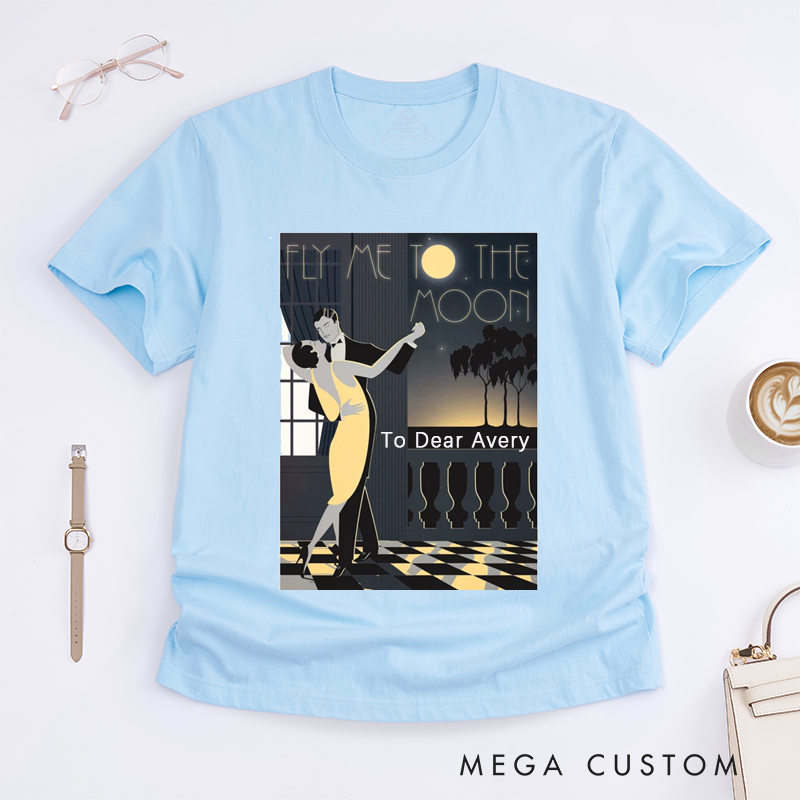 Personalized Dance Waltz T-Shirt Custom Name Romantic Night Scene Gift Unique Anniversary Present for Him or Her To Dear Avery Birthday Outfit