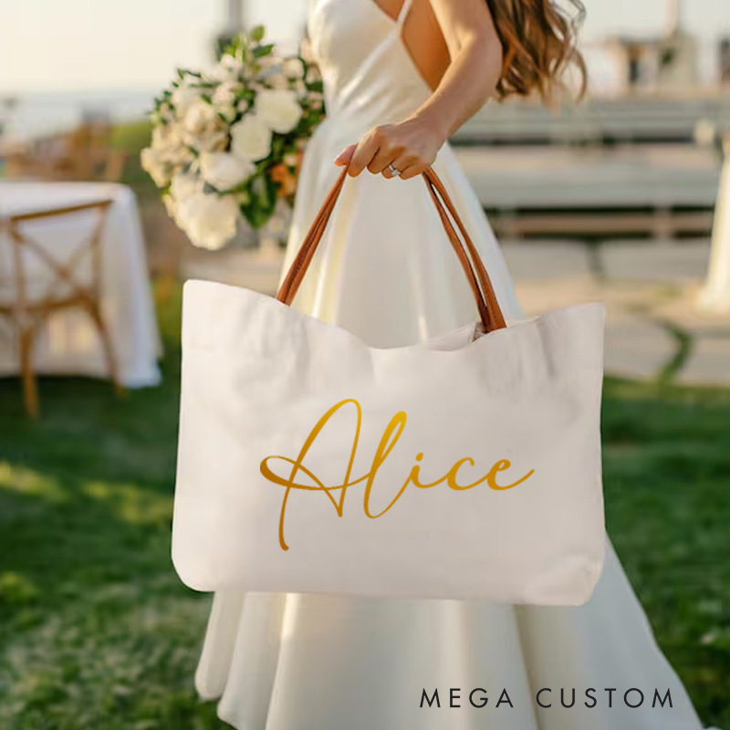 Personalized Canvas Tote Bag with Name Gift for Her Beach Party Gift Bachelorette Gift