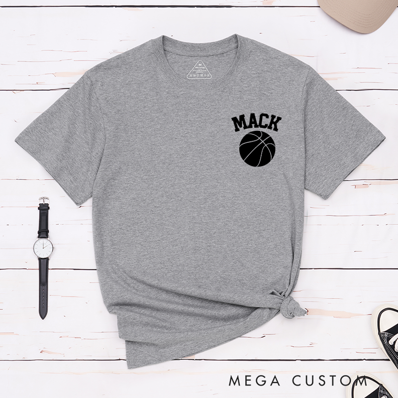 Personalized Basketball T-Shirt with Custom Name and Minimalist Basketball Graphic for a Stylish Look