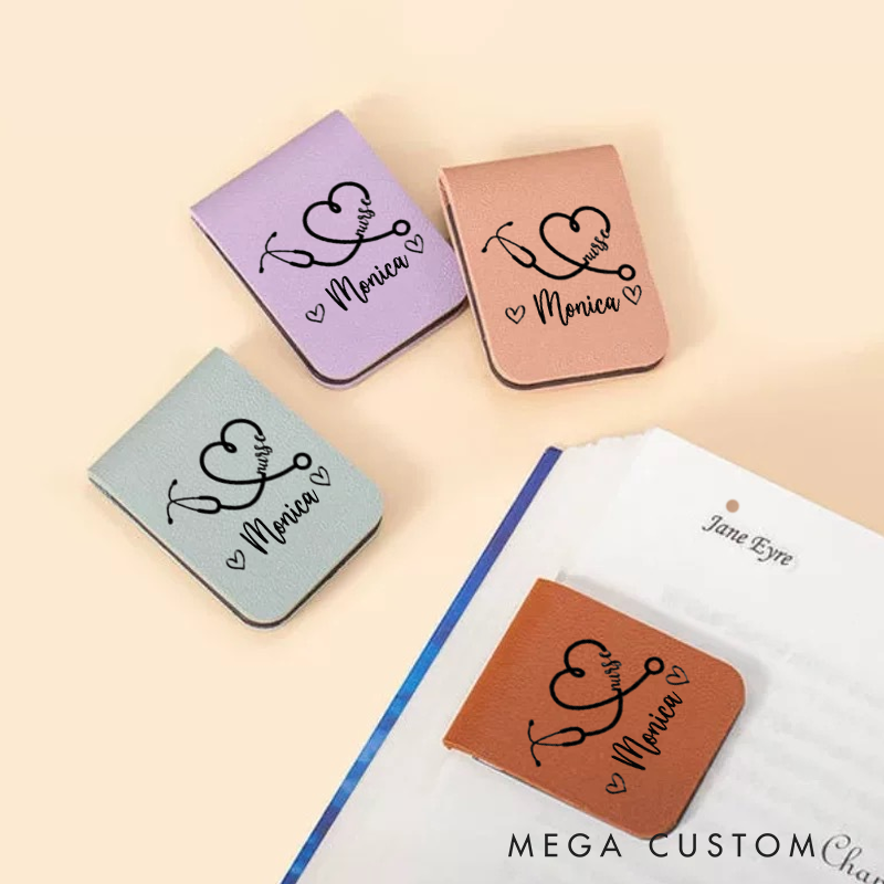 Personalised Leather Magnetic Bookmark for Nurse Cute Bookmark Gift Nurse Graduation Gift Book Lover Gift Birthday Gift for Her