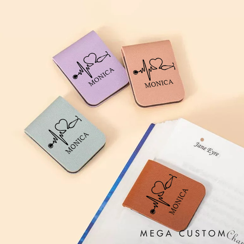 Personalised Leather Magnetic Bookmark for Nurse Cute Bookmark Gift Nurse Graduation Gift Book Lover Gift Birthday Gift for Her