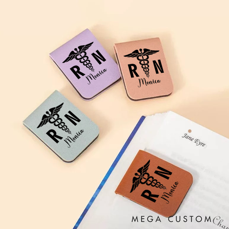 Personalised Leather Magnetic Bookmark for Nurse Cute Bookmark Gift Nurse Graduation Gift Book Lover Gift Birthday Gift for Her