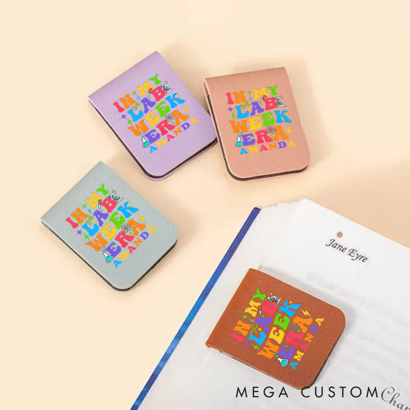 Personalized Teacher Leather Magnetic Bookmark In My Lab Week Era Colorful and Fun Style Gift for Teachers