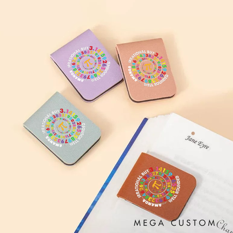 Personalized Teacher Leather Magnetic Bookmark Irrational but Well-Rounded Pi Design Cheerful and Fun Style Gift for Teachers