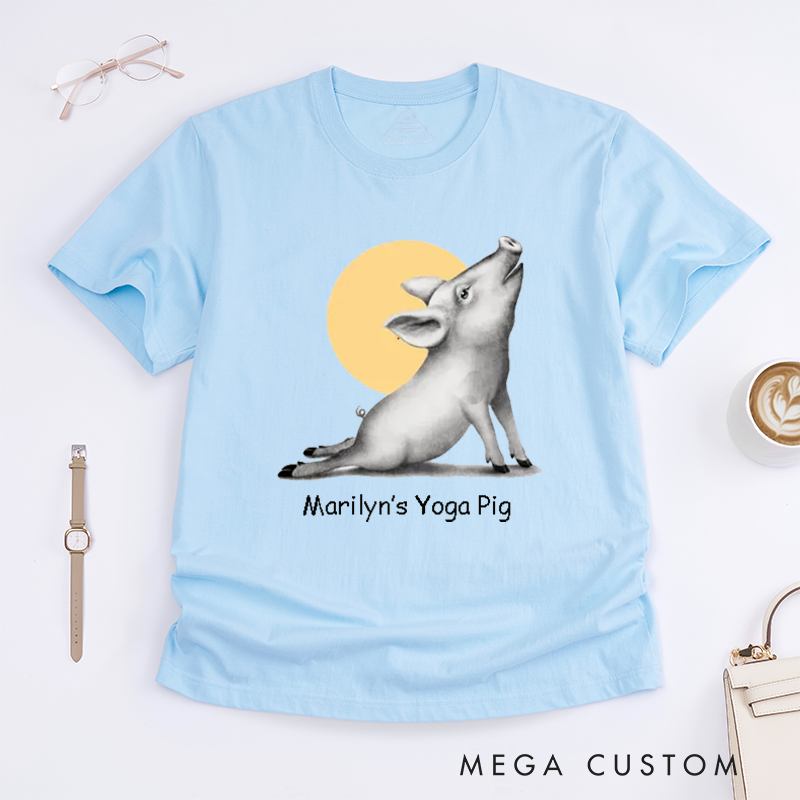Personalized Vintage Style Animal Yoga Classic T-Shirt Meditation Series The Upper Facing Pig  Kindness And Respect for All T-Shirt