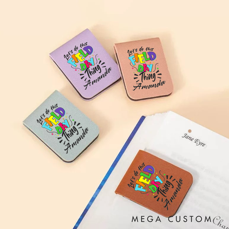 Personalized Teacher Leather Magnetic Bookmark Field Day Thing Colorful Design Cheerful and Fun Style Gift for Teachers