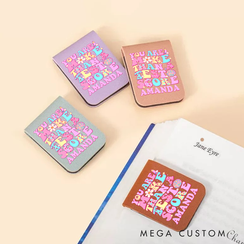 Personalized Teacher Leather Magnetic Bookmark You Are More Than a Test Score Pastel and Whimsical Design Gift for Teachers
