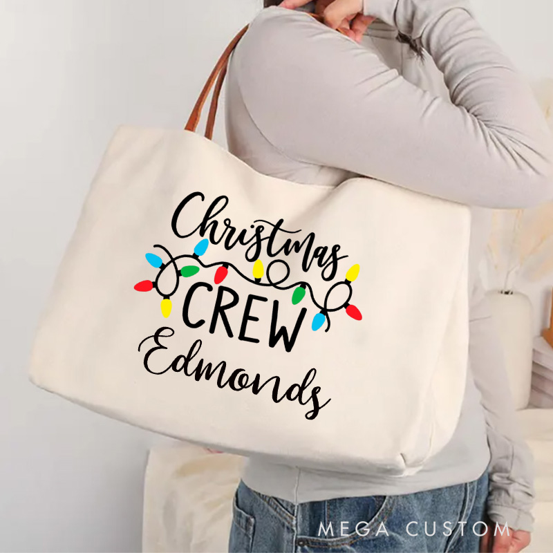 Personalized Christmas Crew Tote Bag Custom Christmas Lights Bag Baking Lover Bag Backing Lover Gift for Baker Gift Christmas Gift