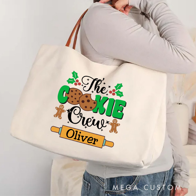 Personalized The Christmas Cookie Crew Tote Bag Custom Baking Canvas Bag Cookie Bag Backing Lover Gift for Baker Gift
