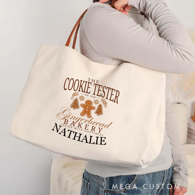 Personalized Cookie Tester Tote Bag Baking Canvas Bag Gingerbread Bakery Tested with Happiness Bag Backing Lover Gift Baker Christmas Gift