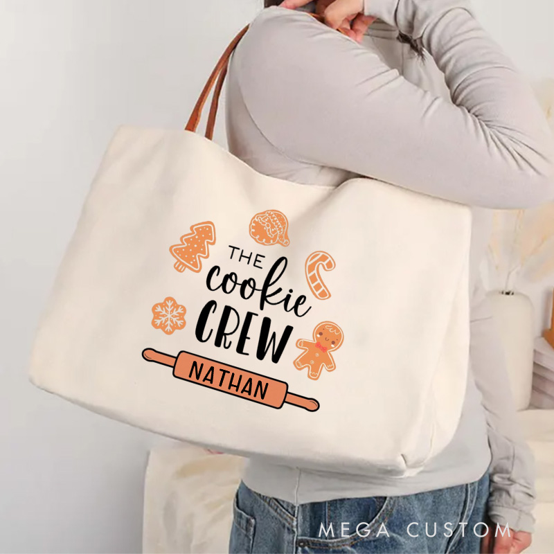 Personalized The Cookie Crew Tote Bag Custom Christmas Baking Canvas Bag Cookie Bag Backing Lover Gift for Baker Christmas Gift