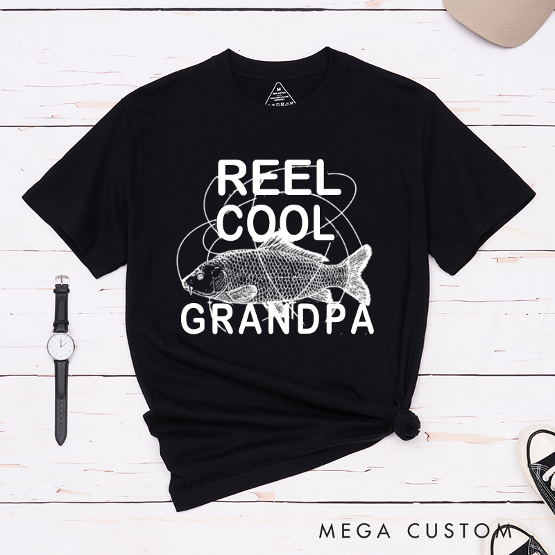 Personalized Reel Cool Fishing T-Shirt with Carp Fish Gift for Fishing Lovers Grandpa Dad Husband