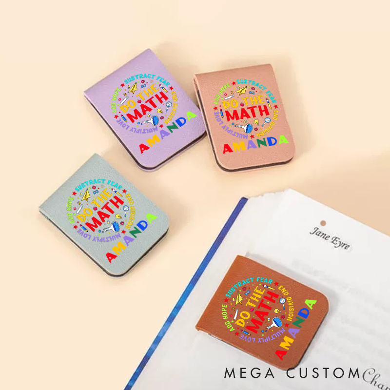 Personalized Teacher Leather Magnetic Bookmark Do the Math Fun and Educational Design Gift for Teachers