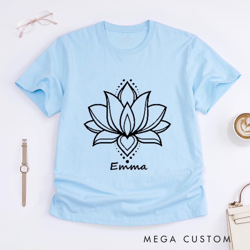 Personalized Namaste T-Shirt Lotus Flower T-Shirt Yoga T-Shirt Meditation T-Shirt Yoga Gift T-Shirt Zen T-Shirt Mandala Tee