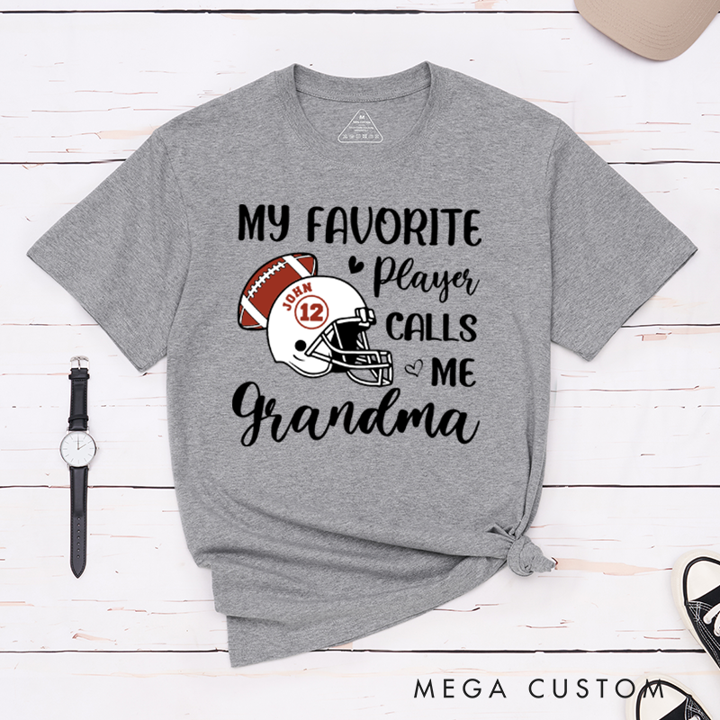 Personalized American Football and Rugby Grandma T-Shirts with Custom Name and Number