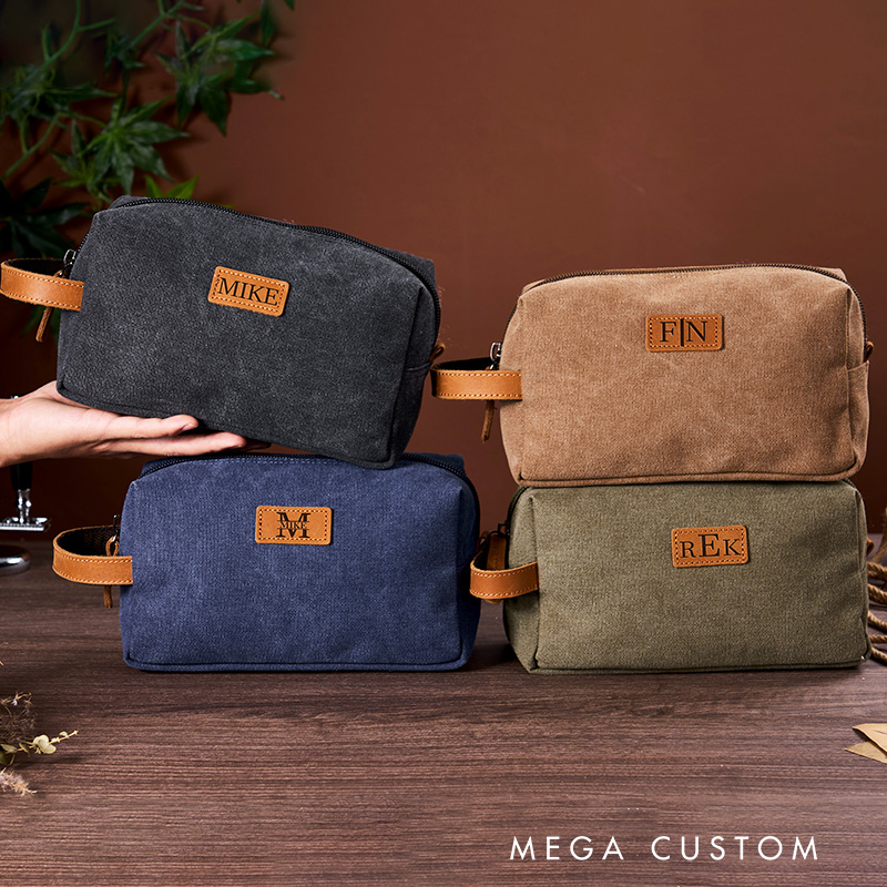 Personalized Large Capacity Men's Travel Portable Canvas Toiletry Bag Gift for Him