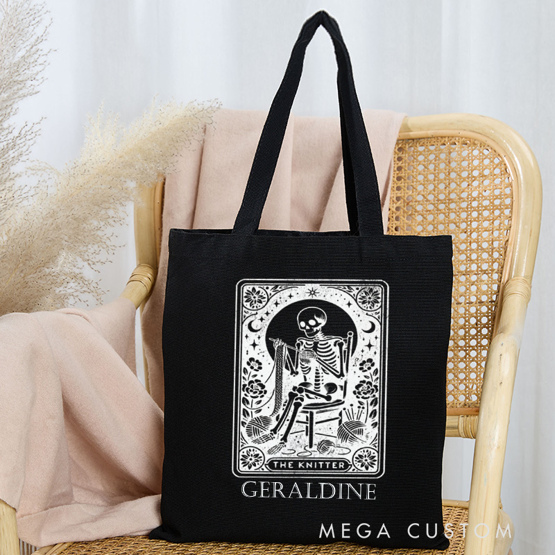 Personalized The Knitting Tote Bag The Knitter Tarot Card Canvas Bag Yarn Lover Bag for Knitting Lover Gift