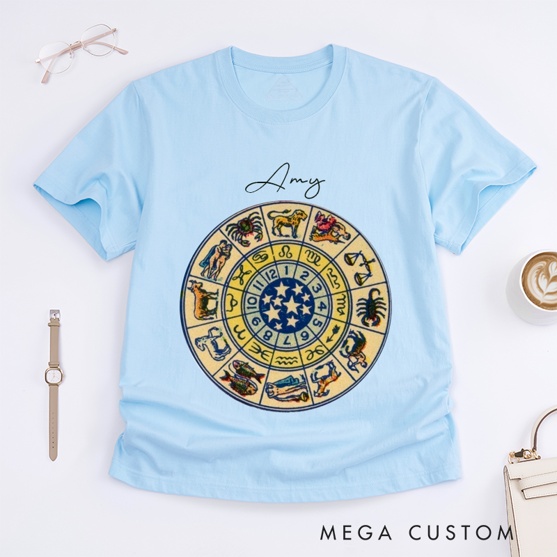 Personalized Magic Mirror T-Shirt Custom Name Astrology Horoscope Unisex Gift for Astrology Lover Magic Lover Birthday Present for Friends Family