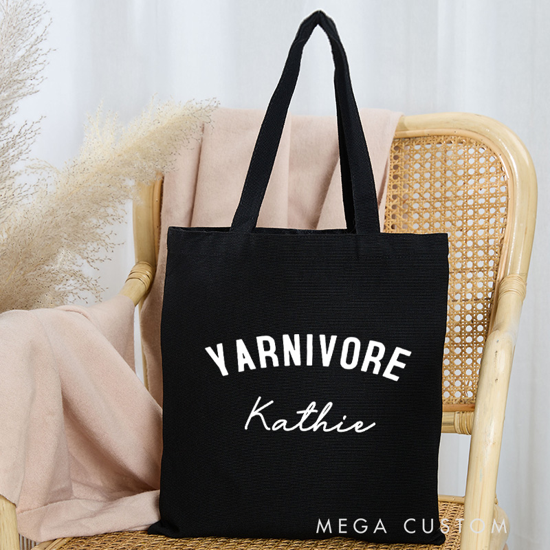 Personalized Yarnivore Tote Bag Crocheting Bag with Name Canvas Bag Yarning Bag for Knitting Lover Gift Crocheting Lover Gift