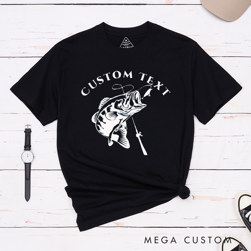 Personalized Bass Fish Fishing T-Shirt Classic Design Gift for Anglers and Fishing Enthusiasts