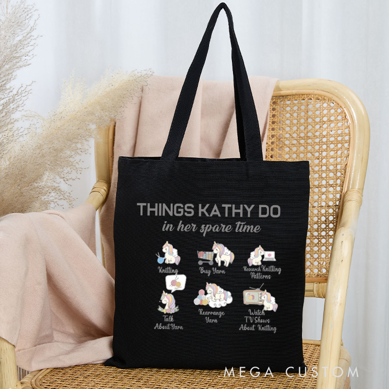 Personalized Things I Do In My Spare Time Tote Bag Canvas Bag Crochete