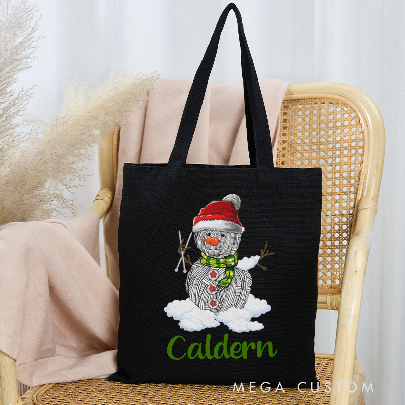 Personalized Merry Knittingmas Tote Bag Christmas Canvas Bag Crocheting Bag Yarning Bag Knitting Lover Gift Crocheting Lover Gift Christmas Gift