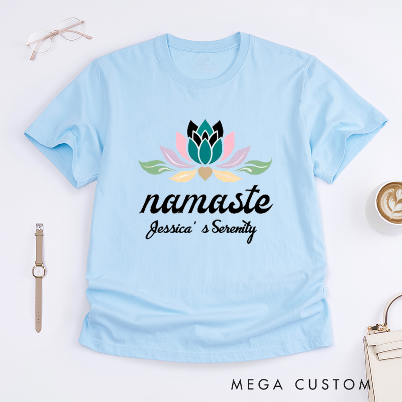 Personalized Lotus Flower Yoga T-Shirt Spiritual Gift for Yoga Lovers Gift for Her Gift for Girlfriend Boho T-shirt Gift Idea