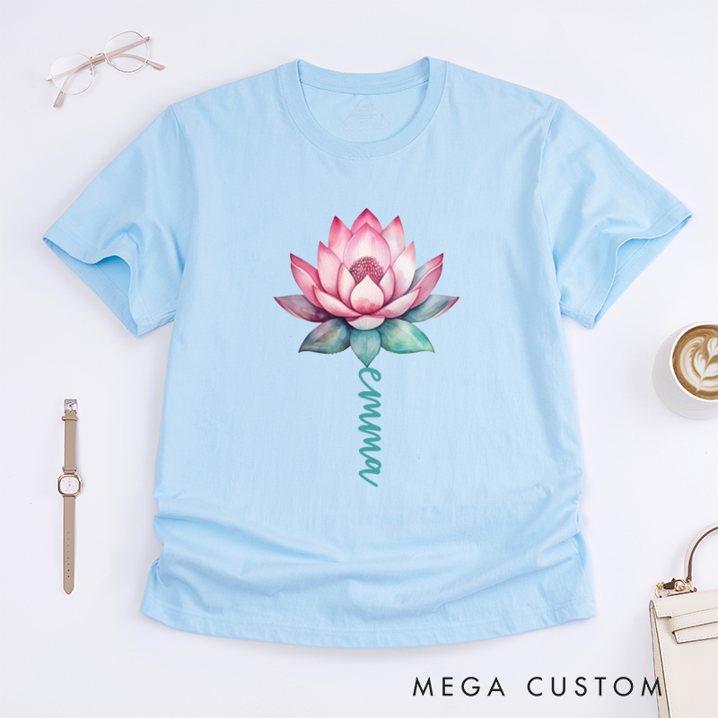 Personalized Watercolor Lotus Flower T-Shirt Namaste T-Shirt Yoga T-Shirt Cute T-Shirt Hippie T-Shirt Meditation T-Shirt