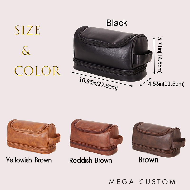 Personalized Dopp Kits For Men Faux Leather Hanging Toiletry Bag Gift For Men Anniversary Gift
