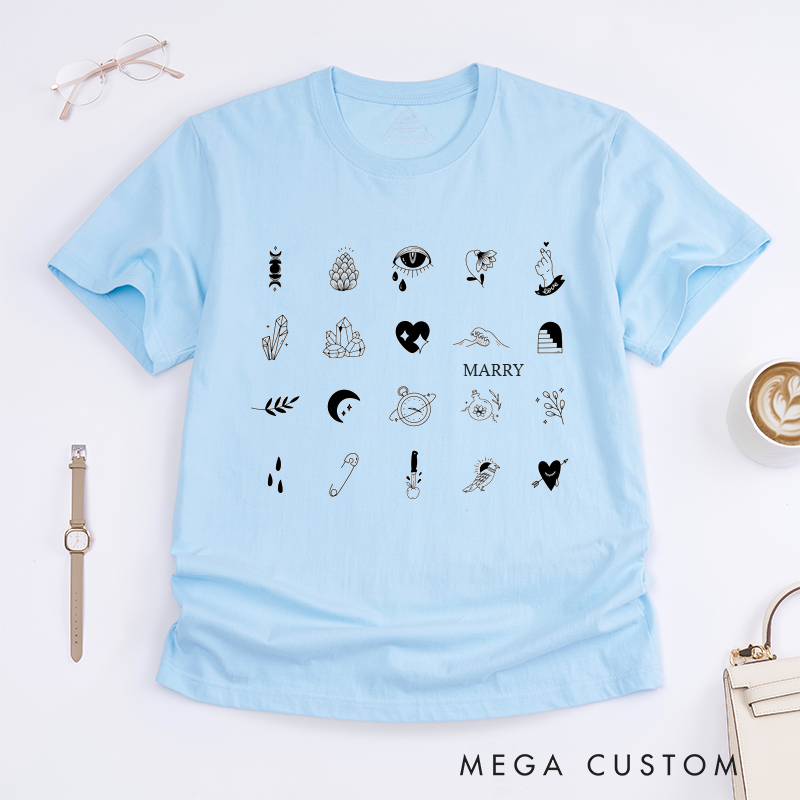 Personalized Abstract Magic Art T-Shirt Custom Name Unique Pattern Casual Gift for Men Women Family Present