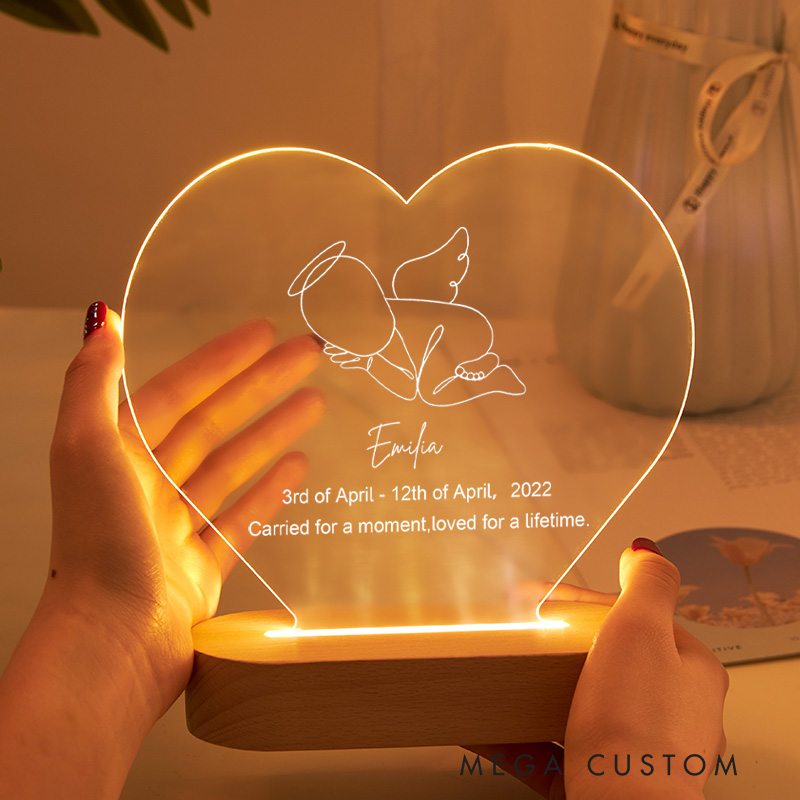 Personalized Baby Memorial Acrylic Lamp Infant Loss Miscarriage Plaque Sympathy Gifts for Mother Father Memorial Keepsake Infant Loss