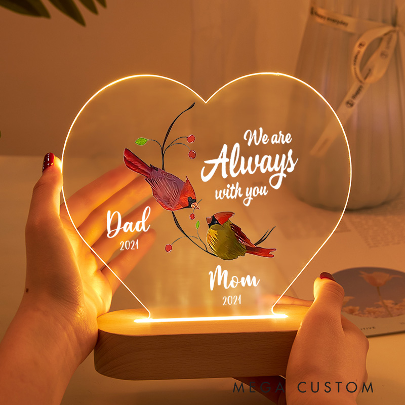 Personalized Memorial Table Sign Red Cardinal Gift Sympathy Memorial Gift Acrylic Memorial Condolence for Loss of Loved One Table Plaque Lamp