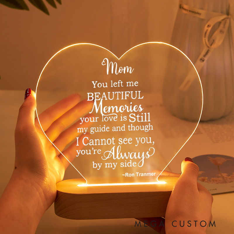 Personalized Table Plaque Lamp Mom Beautiful Memories Sympathy Gift Memorial Keepsake Sympathy Mom Bereavement Gift Loss of Mother Desk Sign