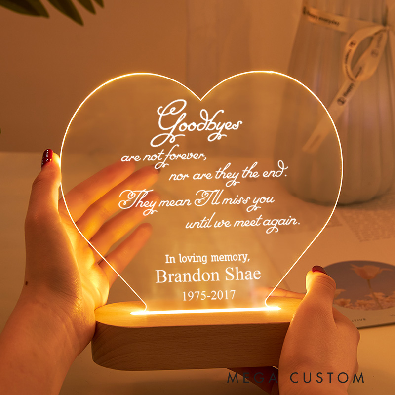 Personalized Table Plaque Lamp Bereavement Gift in Loving Memory Sign Sympathy Gift Loss of Loved One Plaque with Wooden Stand Bereavement